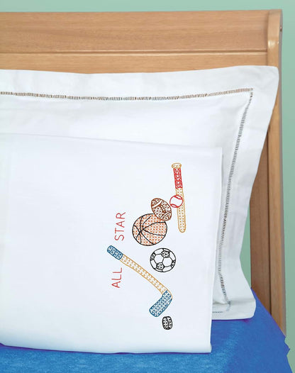 Jack Dempsey Needle Art Children's Pillowcase, Sports (photo 2)