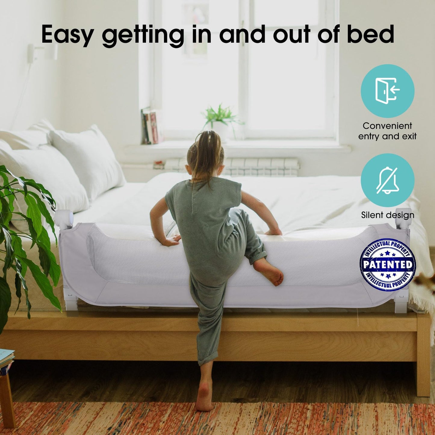 Nutikas Baby Bed Rail Guard - Swing Down Rail for Toddlers