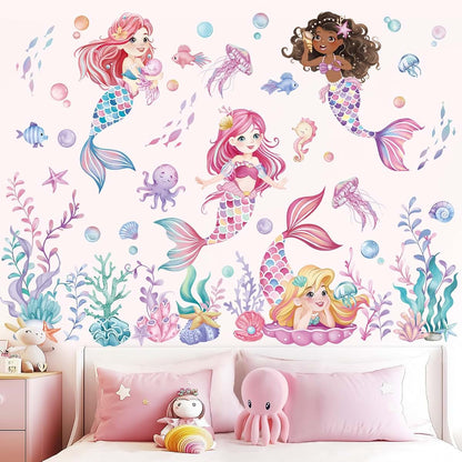 wondever Under The Sea Mermaid Wall Decals Peel and Stick (photo 3)