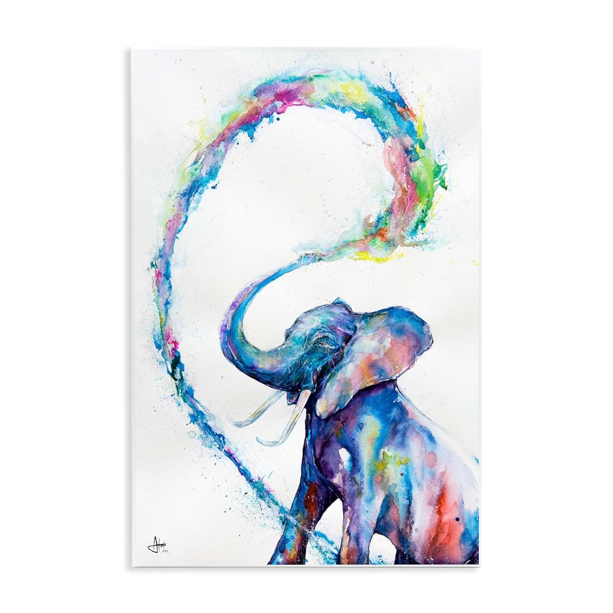 Stupell Industries Modern Rainbow Elephant Splash Wall Plaque Art 10 x 15 Inches