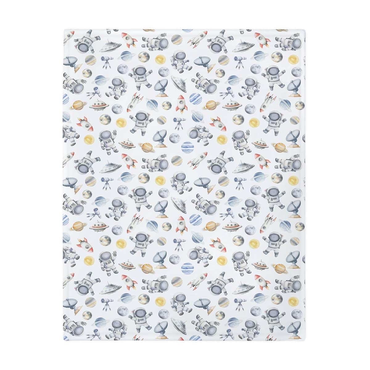 Space Astronaut Watercolor Flannel Swaddle Blankets for Infant and Toddler
