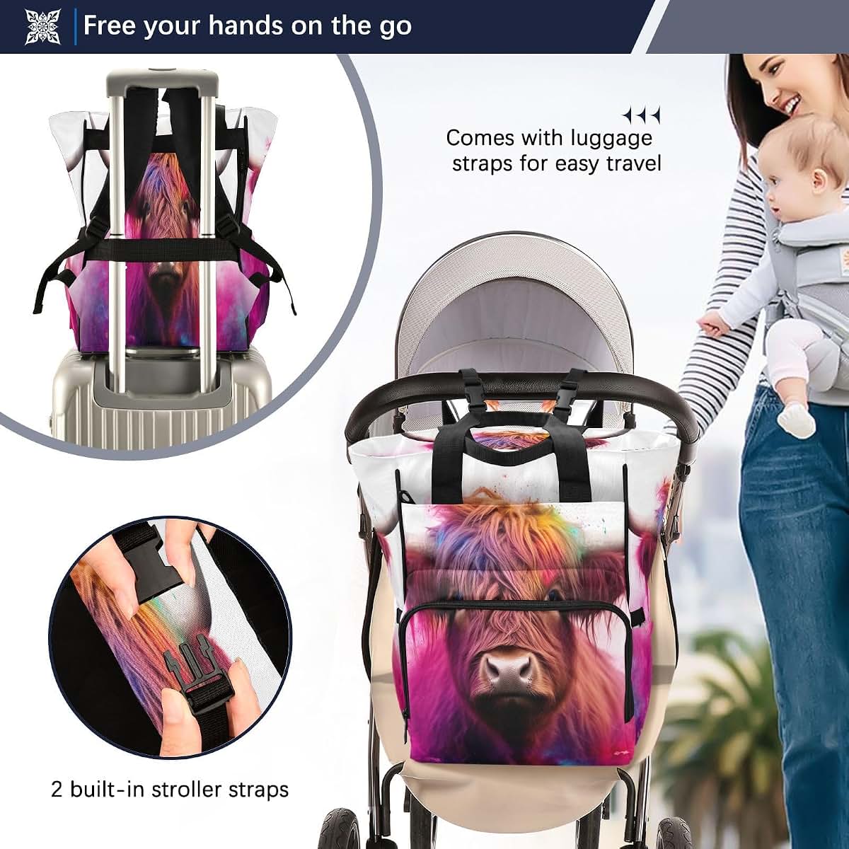 Jihqo Diaper Bag Backpack 10L Travel Bag with Insulated Pockets
