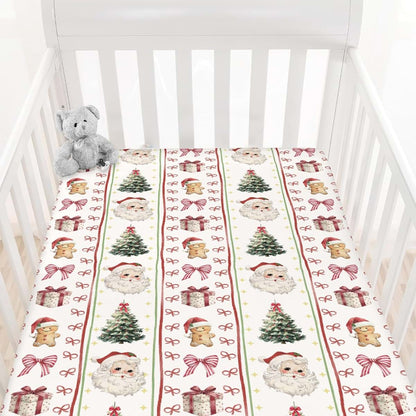 Cstdyfrv Vintage Santa Christmas Fitted Crib Sheets