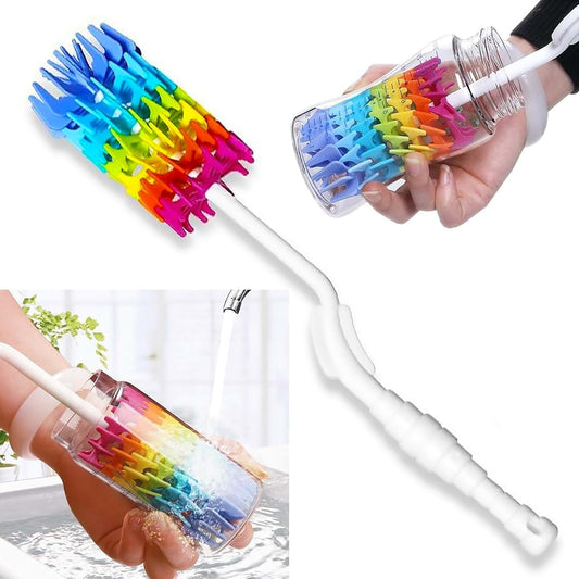 Rayhee Silicone Bottle Brush Cleaner With 360-Degree Rotating Long Handle