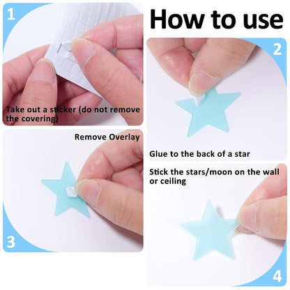 Tweruna Glow in the Dark Stars for Ceiling, Moon Glowing Wall Stickers