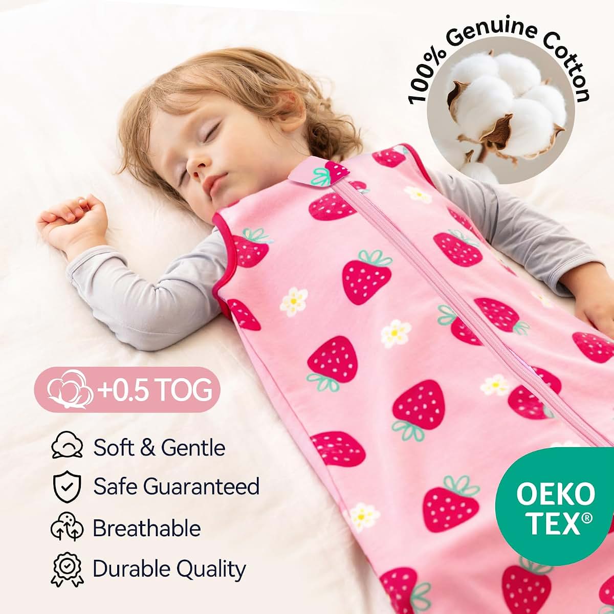 WarmWrap Baby Sleep Sack Set (6-12 Months) | 100% Cotton, 3 Pack
