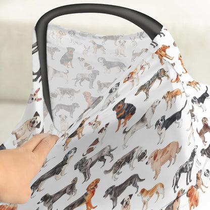 Watercolor Dogs Stretchy 5-In-1 Car Seat Nursing Cover