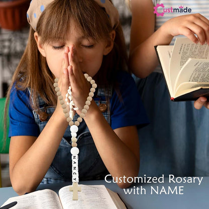 Custmade Personalized Name Rosary Silicone Rosary For Boy Girl Baptism Gift