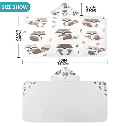 Kigai Cute Raccoon Hooded Baby Towel, 50x23.5 Inch Ultra Soft Absorbent Bath Towel for Newborn Infant Toddler