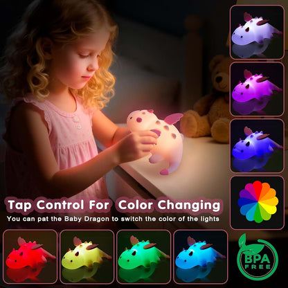 AGV Cici Cute Baby Dragon Night Light,Soft Silicone Breastfeeding Nursery Lamps (photo 2)