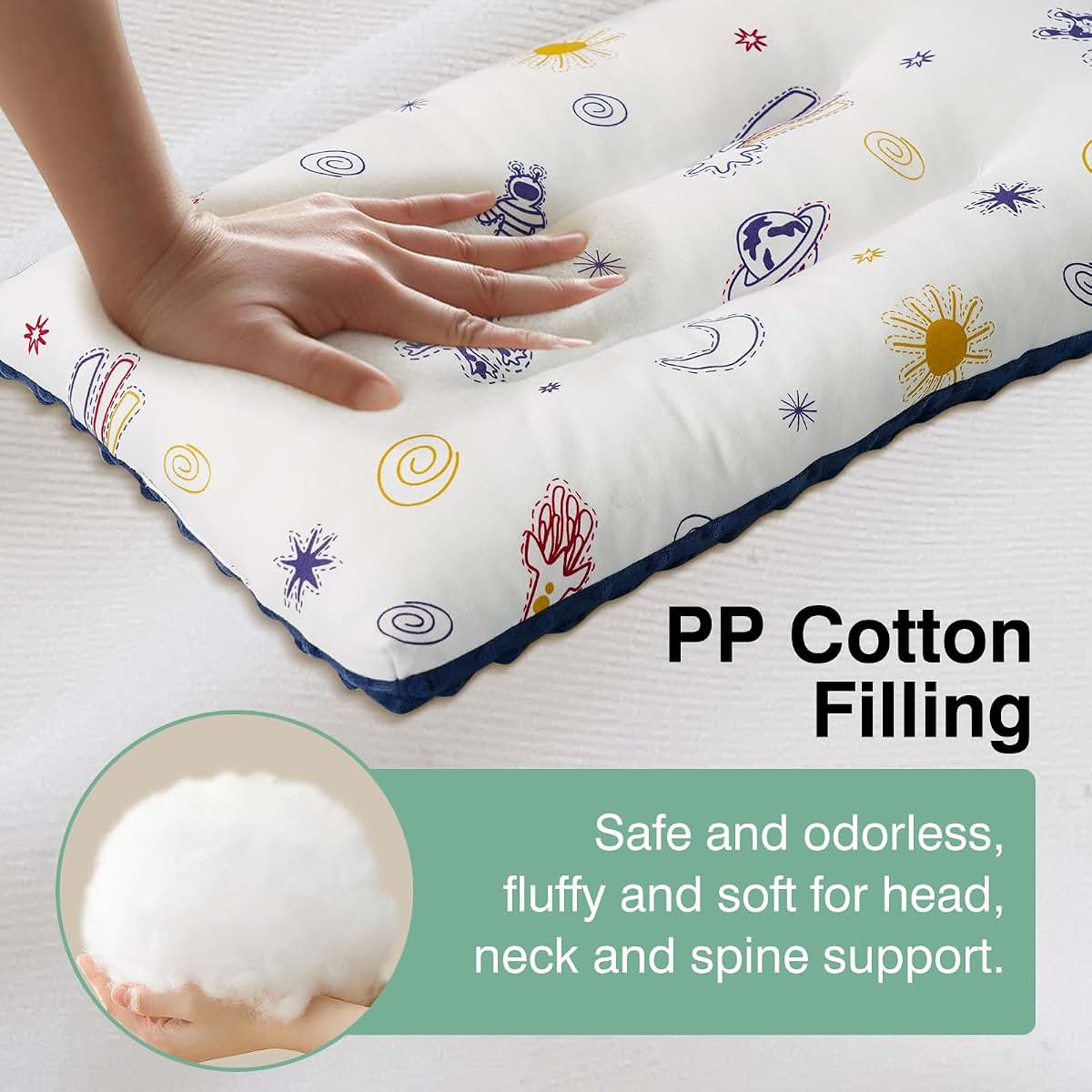 RESTIRY 1Pc Toddler Pillow,Breathable and Skin-Friendly,Machine Washable,100% Cotton Cute Kids Pillows for (photo 4)