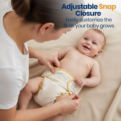 Linteum Textile Supply Fitted Cloth Diapers with Snaps, 100% Cotton – 3 Pack (Medium 14-23 lbs)