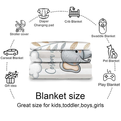 Kryvoxc Personalized Baby Blankets with Name, Whale Double Layer Receiving Swaddle Blanket with Dotted Backing, Soft (photo 4)