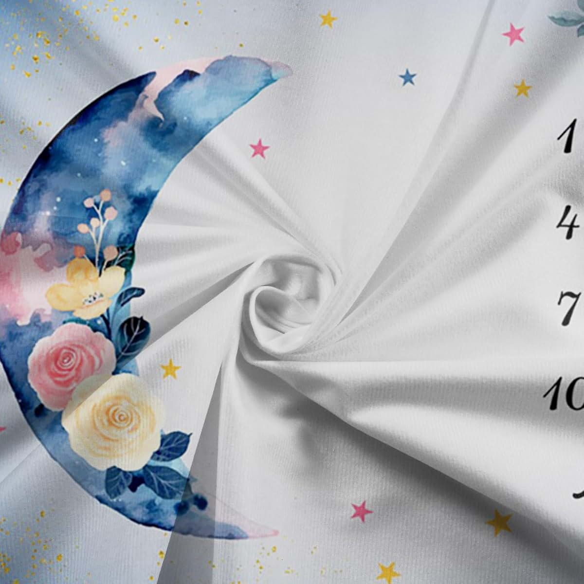 CSFOTO Flower Moon Baby Monthly Milestone Blanket 60x40 Inch with Frame