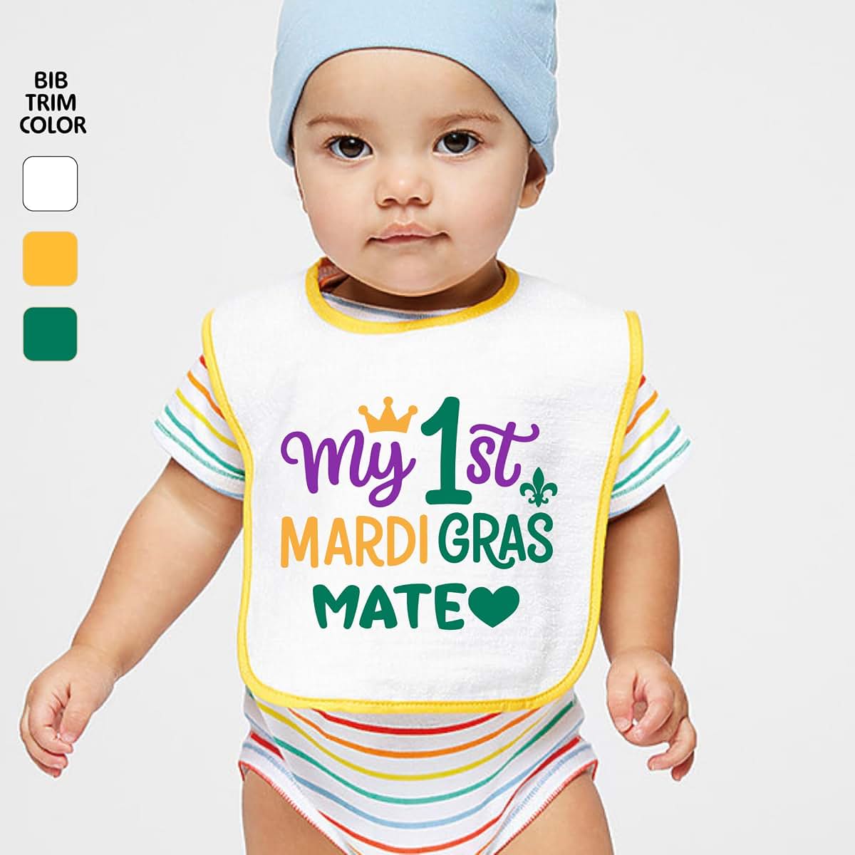 Smiling Jindo Personalized My First Mardi Gras Baby Bib (photo 2)