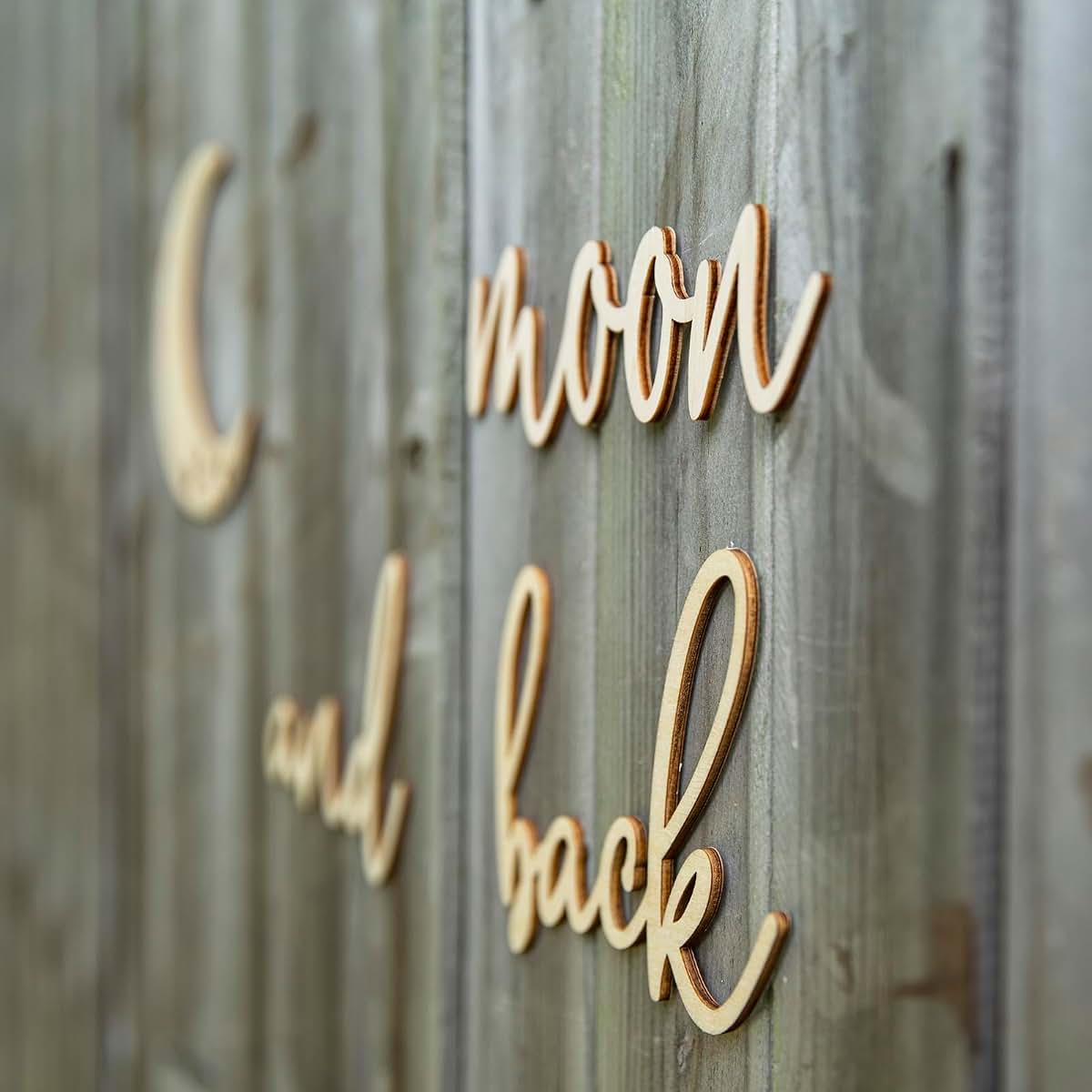 Lintran Wooden 3D Wall Quote Decor - 'To The Moon And Back' With Moon And Stars Set - Unique Wall Decoration For