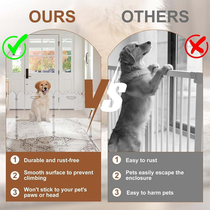Clear Acrylic Freestanding Pet Gate, 4-Panel Folding Barrier, 24 Inch Tall