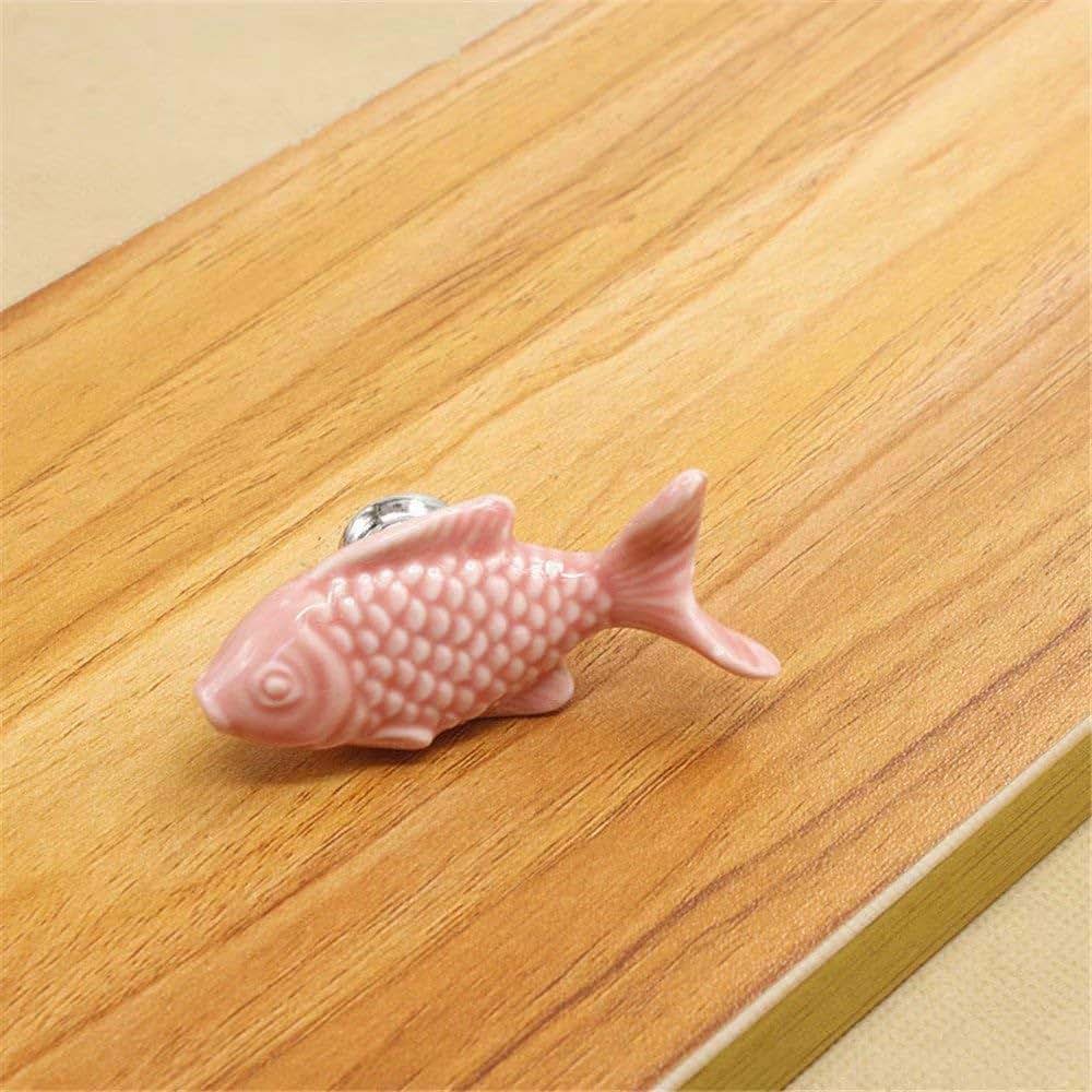FirstDecor Fish-Shaped Ceramic Cabinet Knobs - 8 Pack