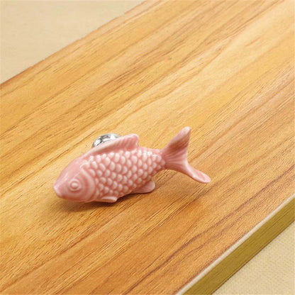 FirstDecor Fish-Shaped Ceramic Cabinet Knobs - 8 Pack