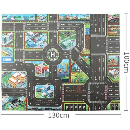 AOLI Kids Floor Play Mat Rug Traffic Road Signs Car Track City Carpet