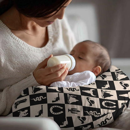 Cstdyfrv Western Checkered Nursing Pillow Cover, Cowboy Design (photo 3)