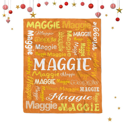 TailorYYCustomZ Customized Orange Blanket with Baby Name Personalized Throw Blanket Customized Toddlers Gift for (photo 2)