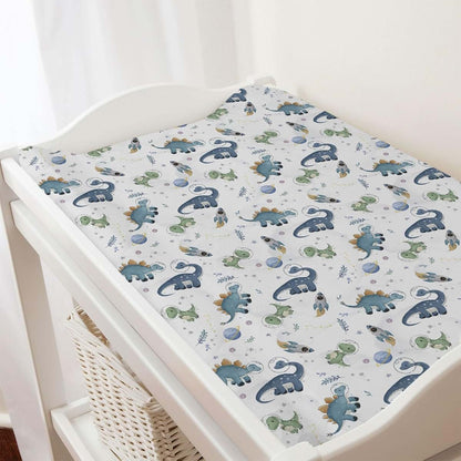 Dinosaur Space Pattern Changing Pad Cover for Nursery Decor