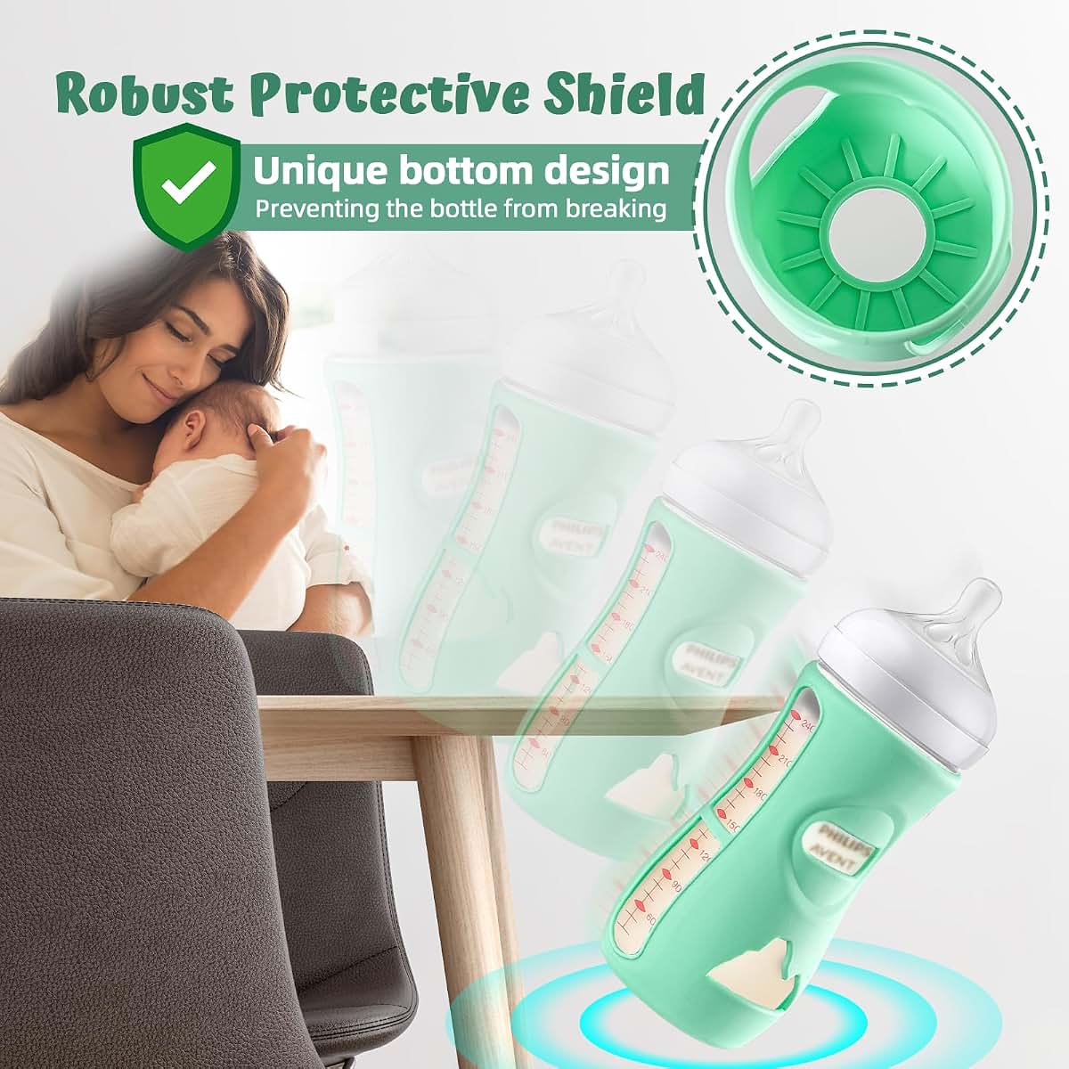 Lotbill Silicone Bottle Sleeve for Avent Natural Glass Bottles 8 Oz