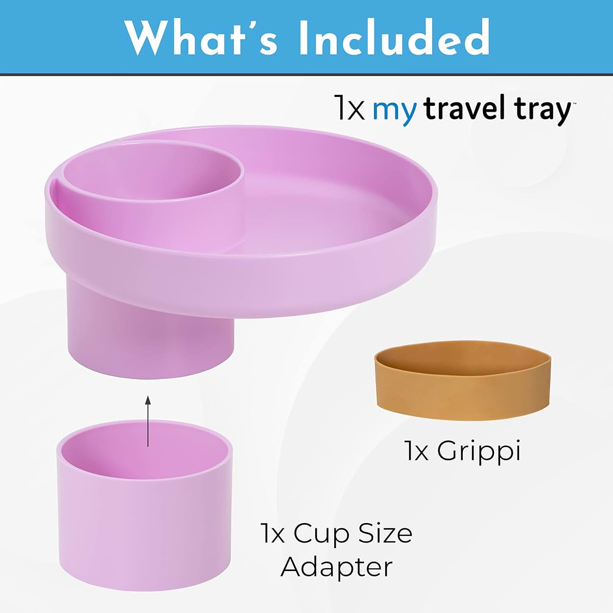 Travel Tray Round Cup Holder Adapter And Tray In Lavender (photo 3)