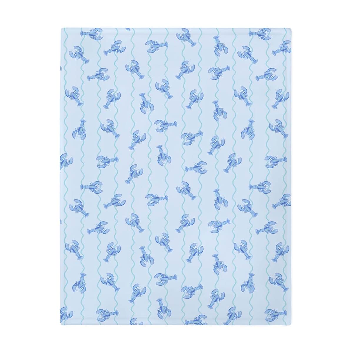 Blue Lobster Bows Stripe Baby Blanket 50x60 Inch