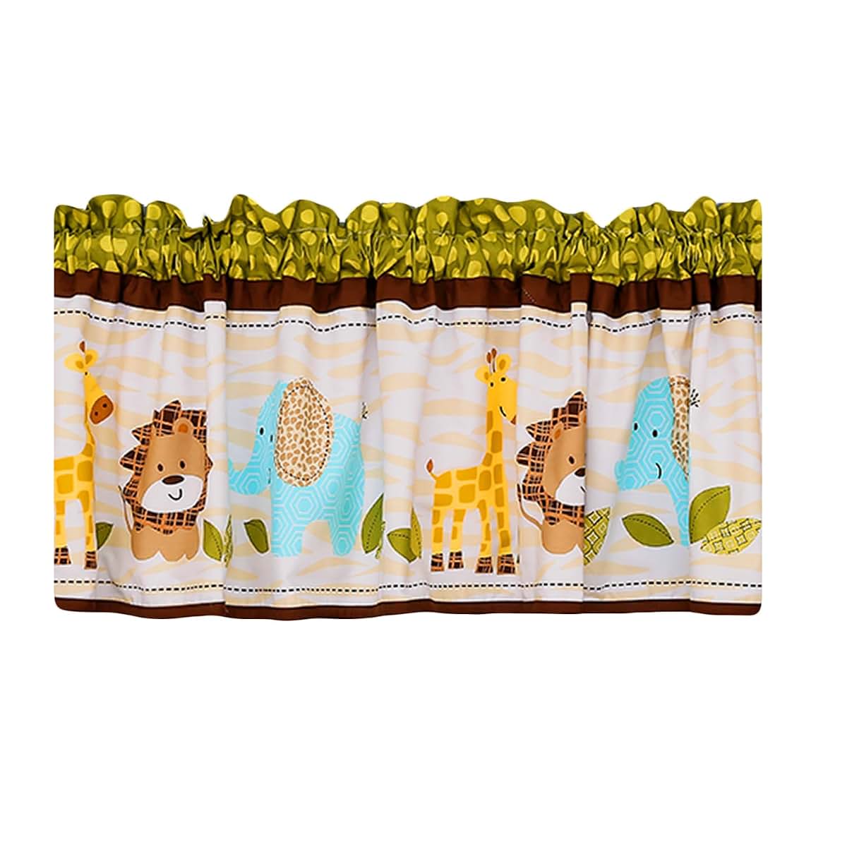 CribMATE Green Elephant Lion Giraffe Nursery Window Valance (photo 2)