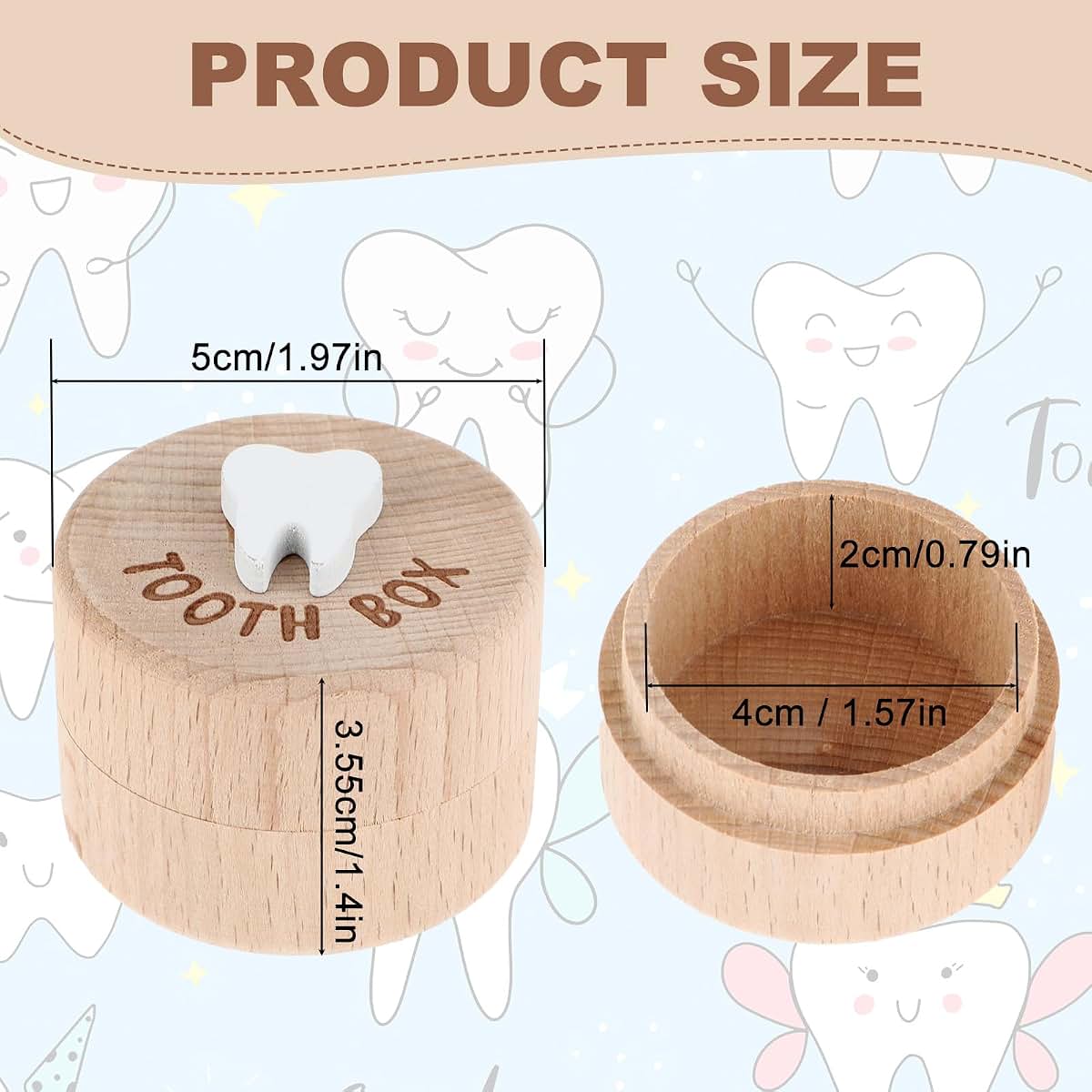 Tooth Fairy Tooth Holder 2-Piece Wooden Keepsake Box