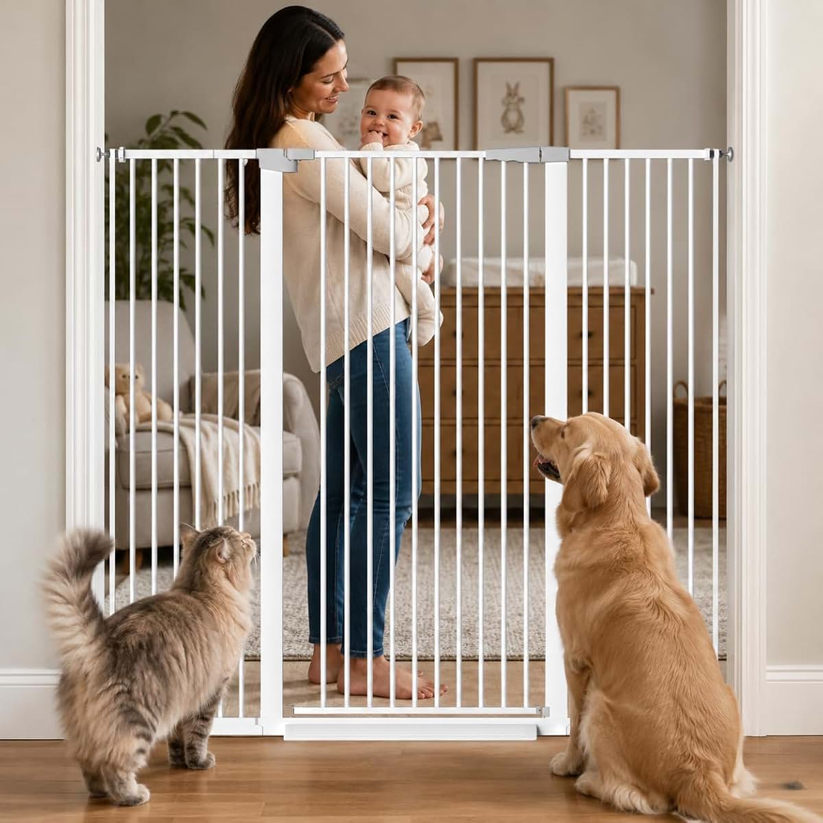 Qonimm Extra Tall Cat Gate For Doorways