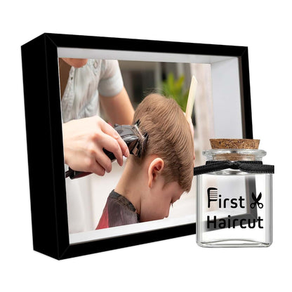 Liannan My First Haircut Keepsake Frame for Baby Boys & Girls – Glass Jar for Hair Lock,Personalized Memory Gift for (photo 2)