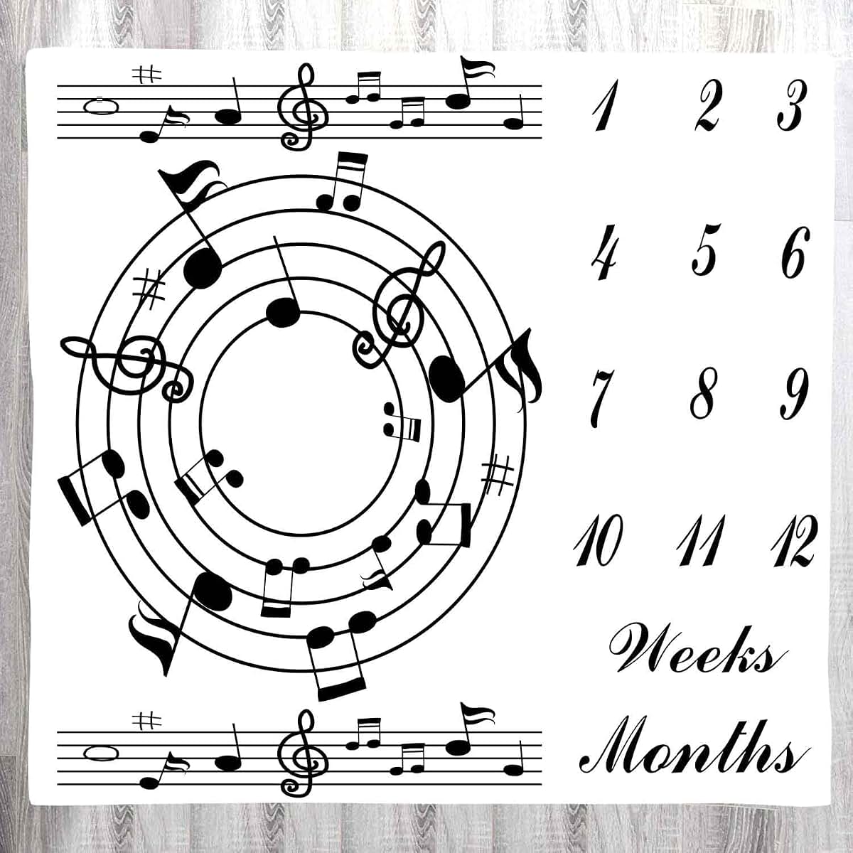 LYLYCTY Music Themed Baby Milestone Blanket 48x40 Inch Polyester Newborn Photo Prop