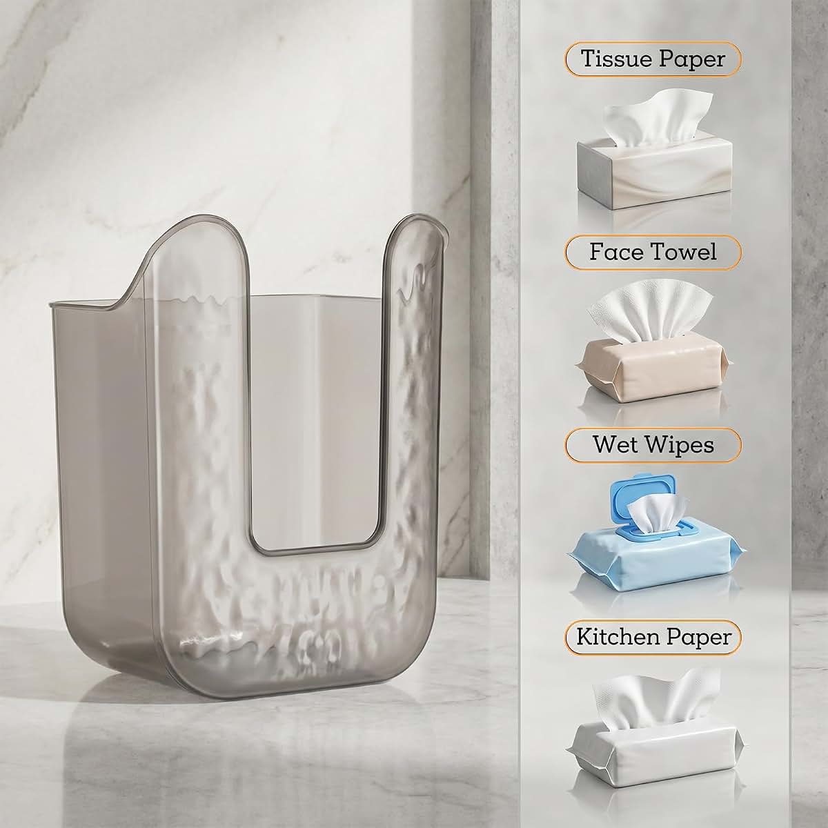 Gjinxi Wall-Mounted Wipes Dispenser And Tissue Holder In Gray (photo 3)