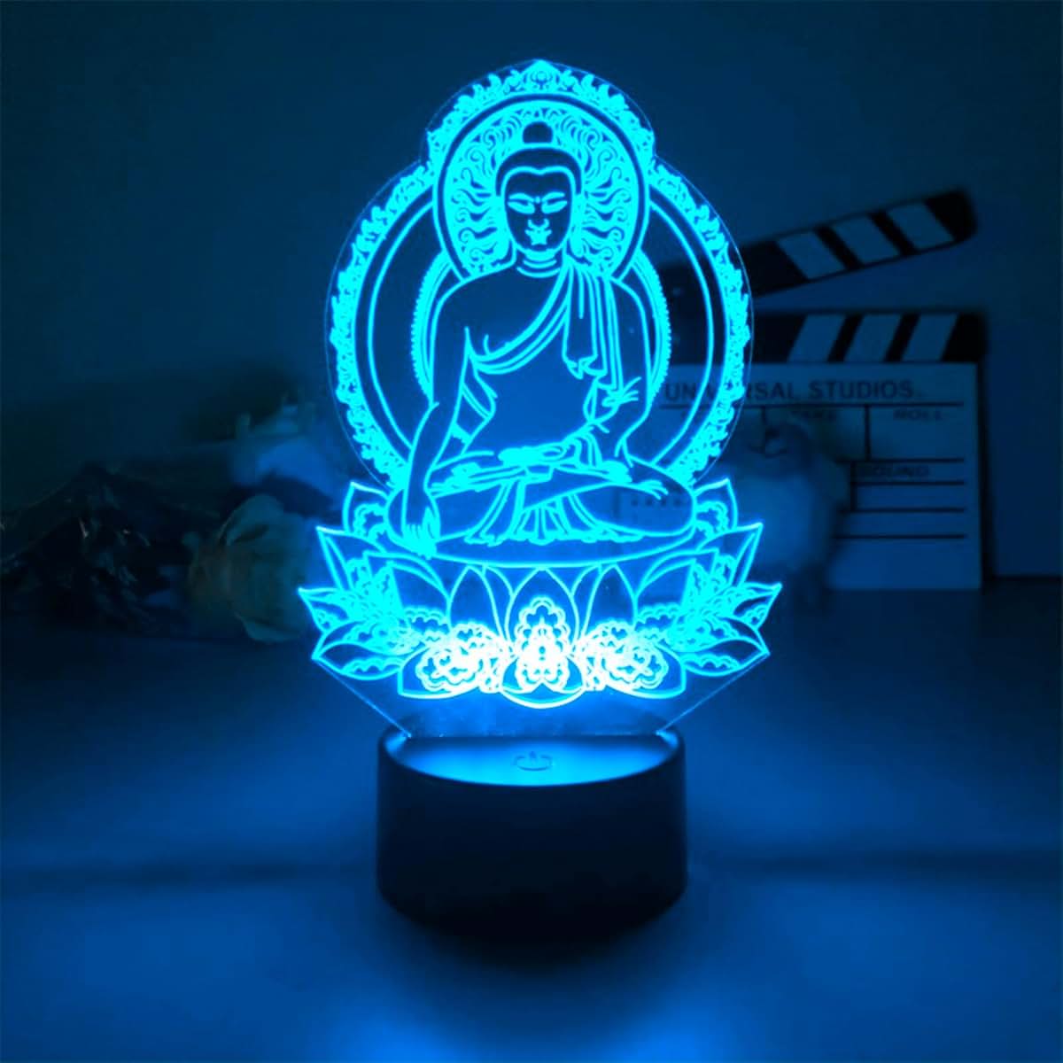 Jinnwell 3D Buddha Night Light Lamp Illusion 7 Color Changing Touch Switch Table Desk Decoration Lamps Acrylic Flat ABS (photo 3)