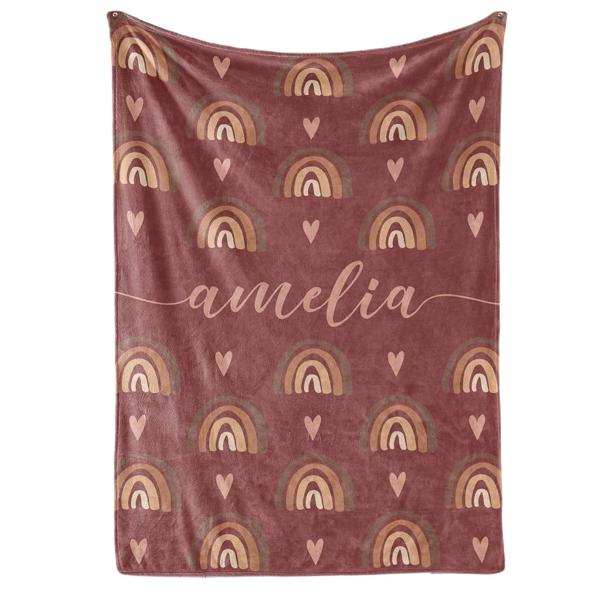 Bristow Personalized Rainbow Blanket for Girls, Boho Rainbow Baby Blanket Custom Name, Personalized Blankets for Kids