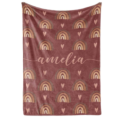 Bristow Personalized Rainbow Blanket for Girls, Boho Rainbow Baby Blanket Custom Name, Personalized Blankets for Kids