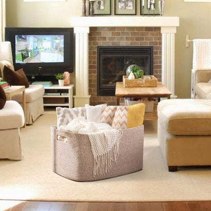 OIAHOMY Cotton Rectangle Blanket Basket