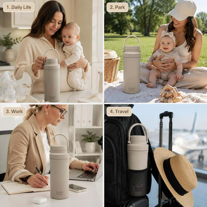 Flourish Baby Beige Portable Breast Milk Cooler with Dual Storage