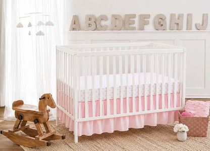 American Baby Company Double Layer Ruffled Crib Skirt, Blush Pink
