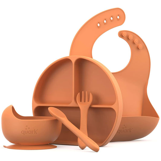 Feedi 5-Piece Silicone Baby Feeding Set by Quark - Baby Led Weaning Supplies - Toddler Plates and Bowls set