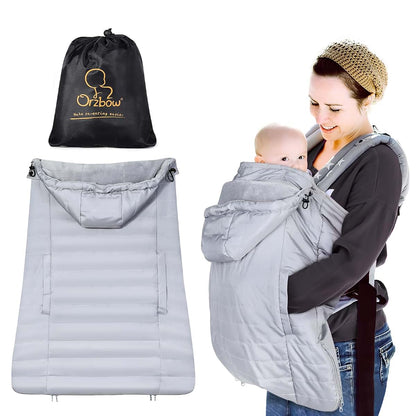 Orzbow Winter Baby Carrier Cover with Detachable Hood, Light Gray