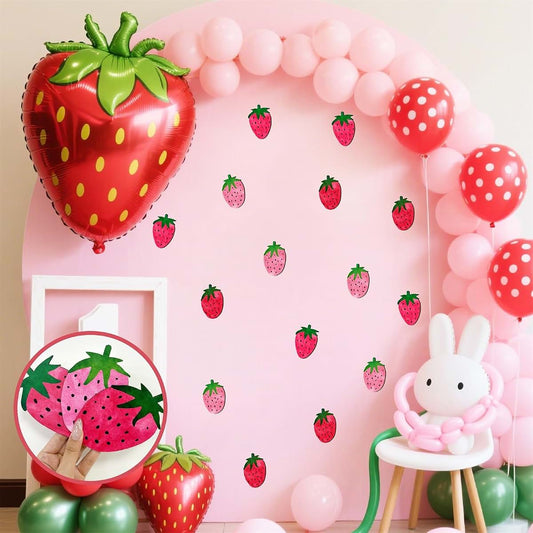 BabyOneStop Wooden Strawberry Wall Decor - 15 Piece 3D Fruit Wall Art for Nursery & Kids Room
