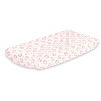 Coral Pink Starstruck Baby Changing Pad Cover by The Peanut Shell