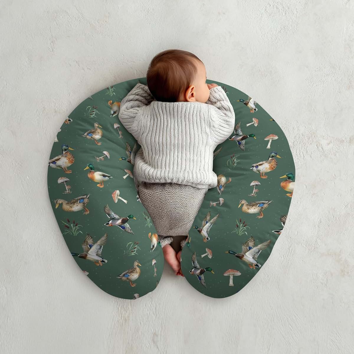 Cstdyfrv Watercolor Mallard Duck Nursing Pillow Cover (photo 4)