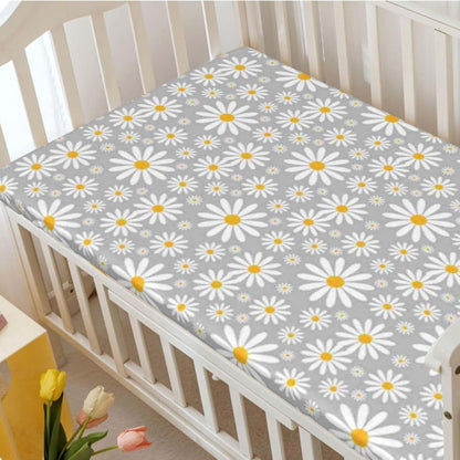 Fitted Mini Crib Sheets for Pack N Play Mattress (Earth Yellow/Pale Grey)