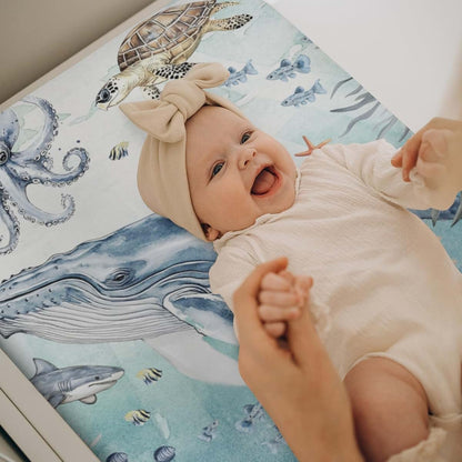 BabyOneStop Sea Animal Changing Pad Cover Fitted 32x16 Inch Polyester
