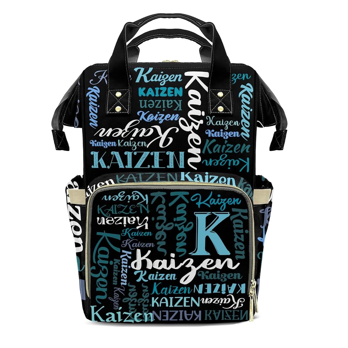 LiSoAkWE Name Balck Personalized Diaper Bag Backpack with Name,Customized Nappy Backpack for Baby Girls, Multi-function